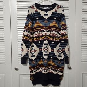 F&P Aztec Pattern Sweater Dress One Size